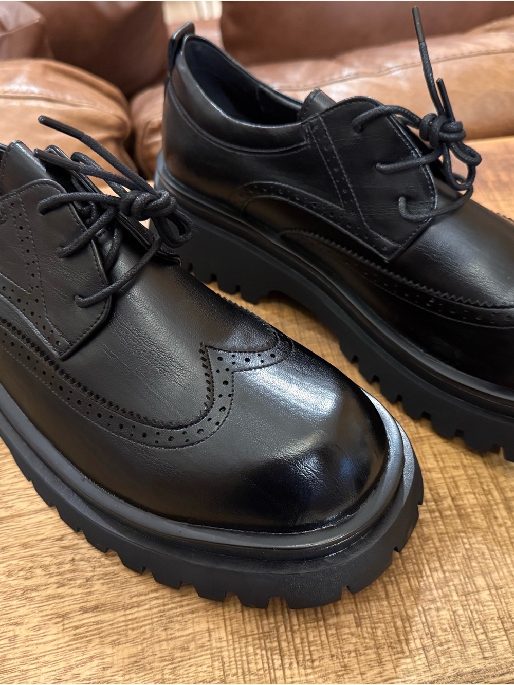 Men's Black Lug-Sole Brogue Derbys